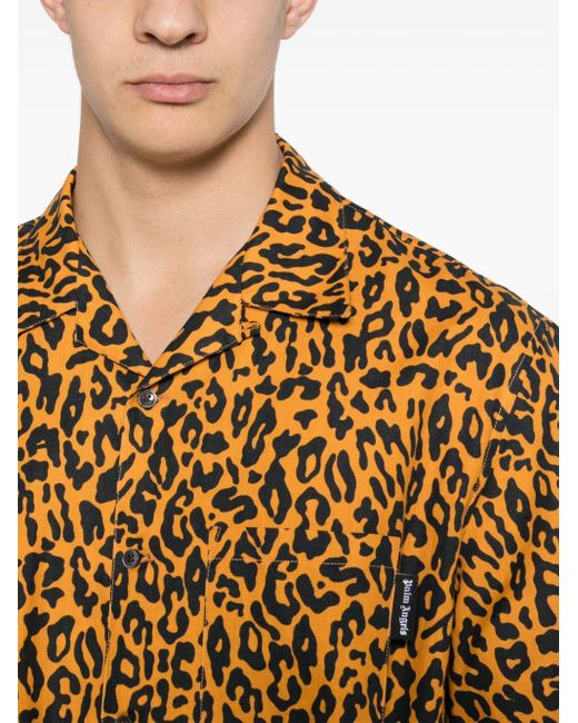 Camisa con estampado de leopardo Palm Angels de hombre de color Brown