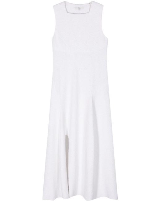 Tibi White Square-neck Bouclé Maxi Dress