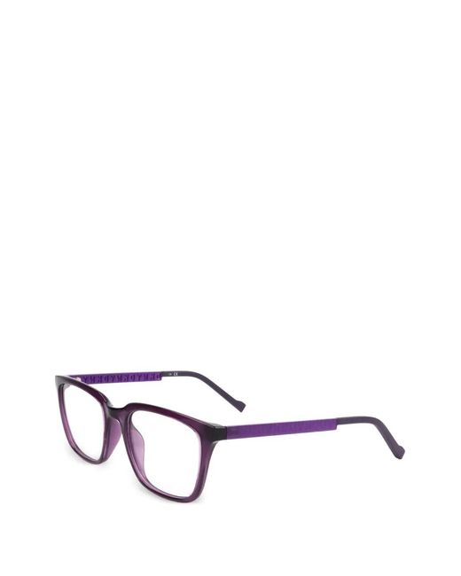 DKNY White Logo-Embossed Rectangle-Frame Glasses
