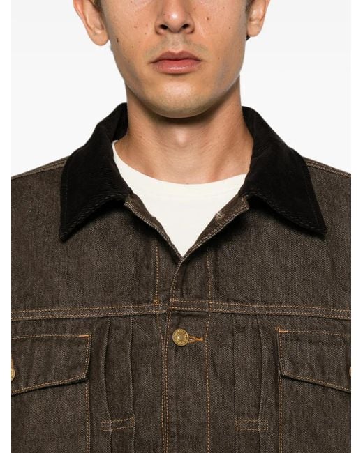 7 For All Mankind Brown Corduroy-Collar Denim Jacket for men