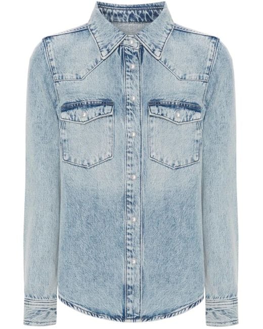 FRAME Blue Denim Long-sleeve Shirt - Women's - Recycled Cotton/cotton