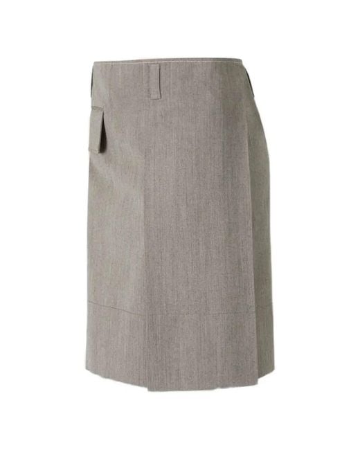 Marni Gray Flap-Pocket Midi Skirt