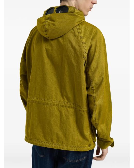 C P Company Green Panama-R Goggle-Detail Hooded Jacket for men