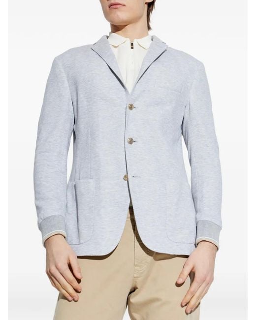 Eleventy White Hooded Buttoned Jacket for men