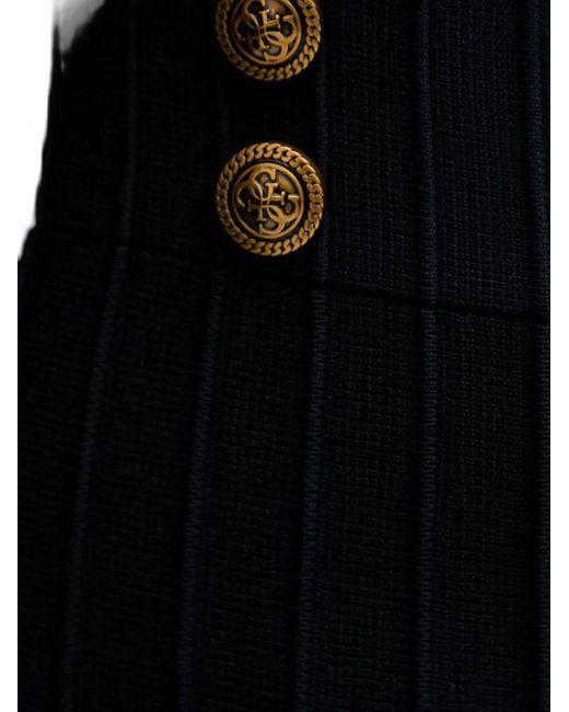 Guess Black Button-Detailed Pleated Skirt