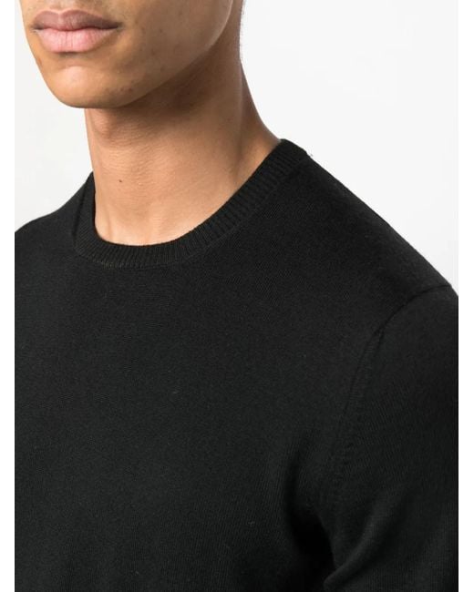 Fay Black Round-Neck Virgin-Wool Sweater for men