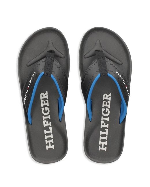 Tommy Hilfiger Blue Logo-Print Flip-Flops for men