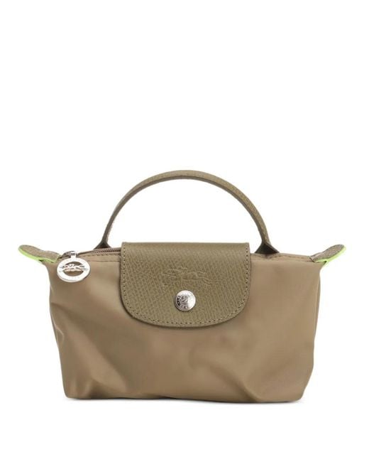 Longchamp Metallic Le Pliage Leather-Trim Tote Bag