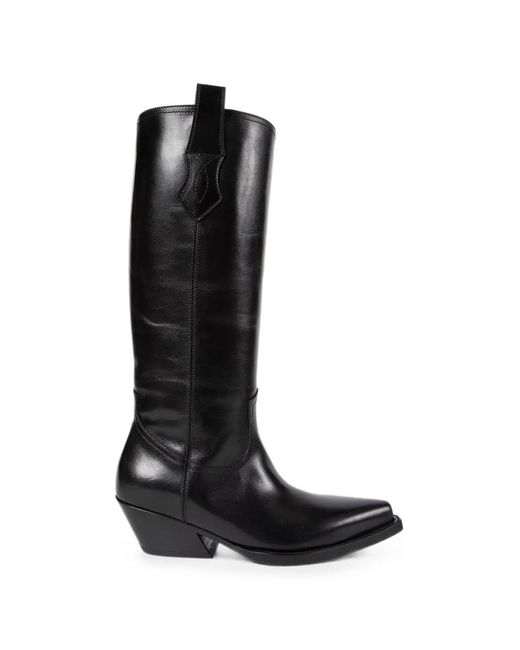 Ann Demeulemeester Black Pointed-Toe Leather Boots