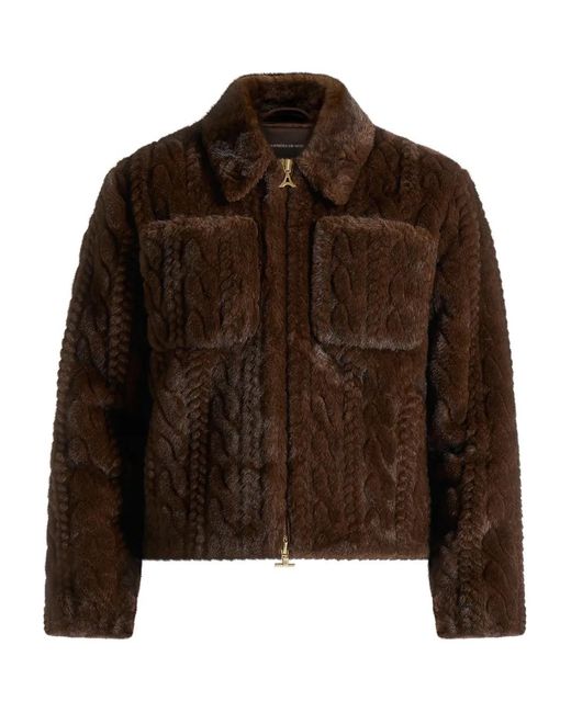 Manière De Voir Brown David Plush Cable Embossed Jacket for men