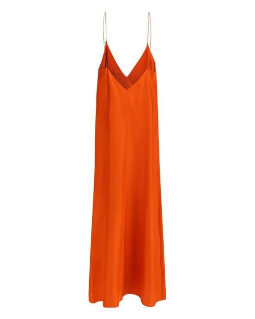 Rohe Orange Spaghetti-Strap V-Neck Dress