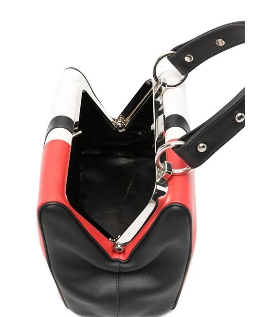 Prada Red Studded-Detail Tote Bag