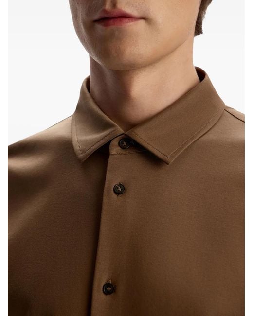 12 STOREEZ Brown Button Pima Cotton Shirt for men