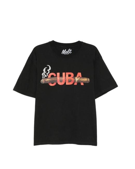 Melt Black Graphic-Print T-Shirt for men