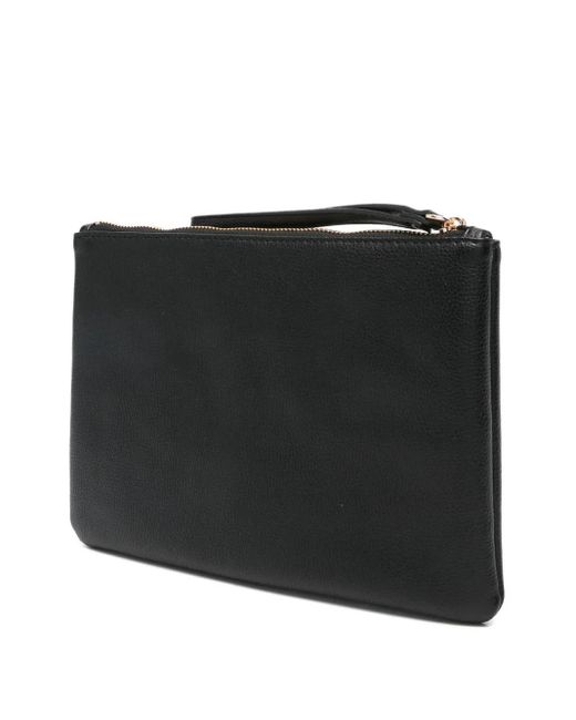 Liu Jo Black Logo-Plaque Zip Clutch Bag