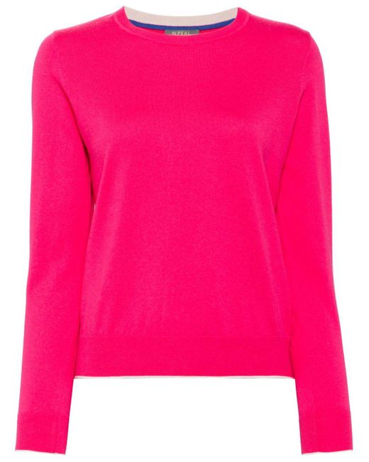 N.Peal Cashmere Pink Pullover mit Kontrasträndern