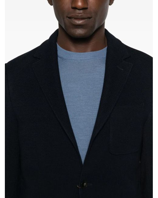 Canali Black Patch-Pocket Knitted Blazer for men