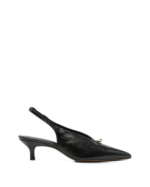 Maje Black Lizard-Effect Pointed-Toe Pumps