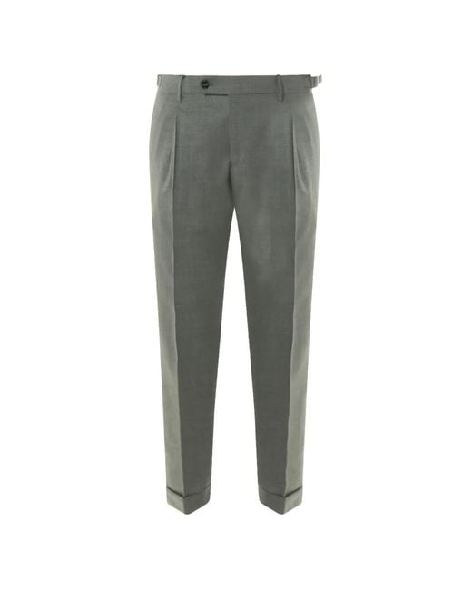 Berwich Gray Button Roll-Up Trousers for men