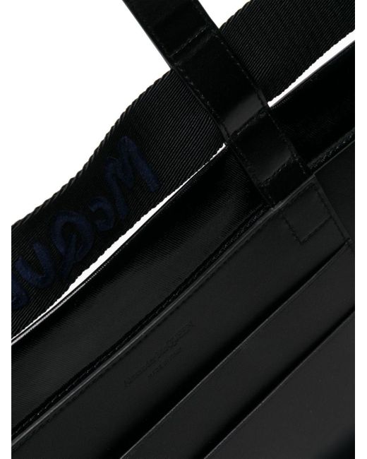 Alexander McQueen Black Logo-engraved Patent-finish Tote Bag for men