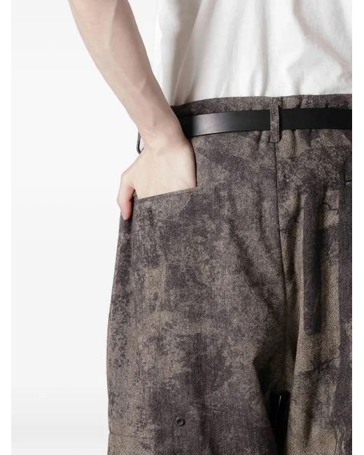 Yohji Yamamoto Gray Buttoned Patterned Trousers for men