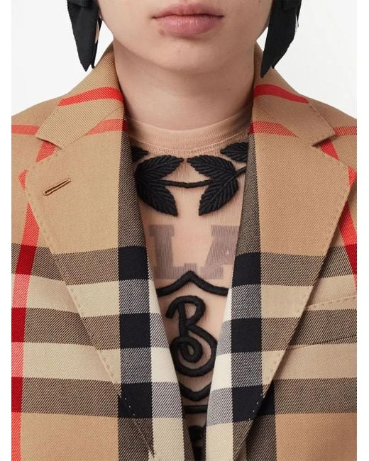 Blazer À Carreaux En Jacquard Burberry en coloris Brown