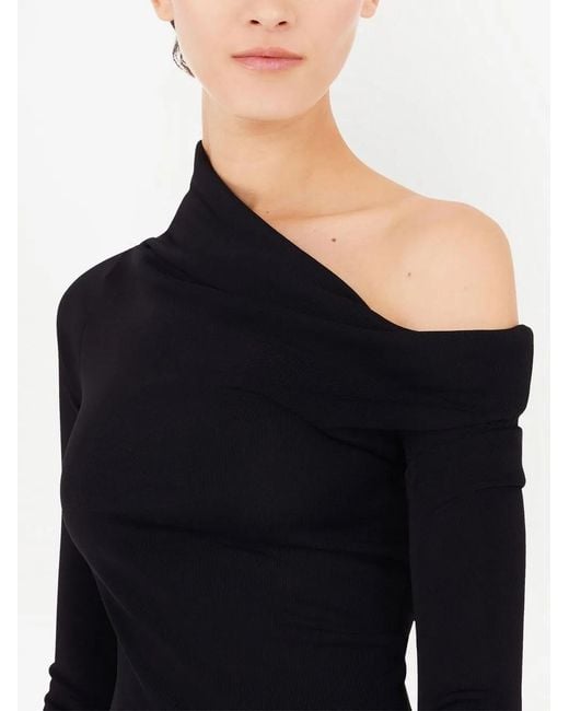 Ferragamo Blue Draped One-Shoulder Gown