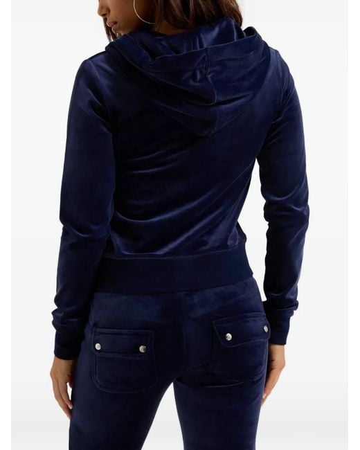 Juicy Couture Blue Robertson Velvet-Texture Hoodie