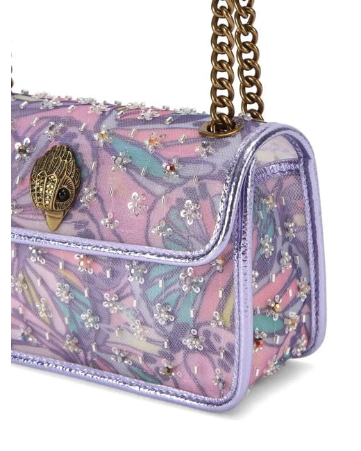 Kurt Geiger Purple Mini Kensington Butterfly-Print Crystal-Embellishment Shoulder Bag