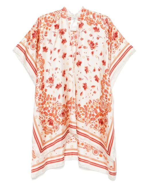 Poncho con estampado de bandana Fendi de color Pink