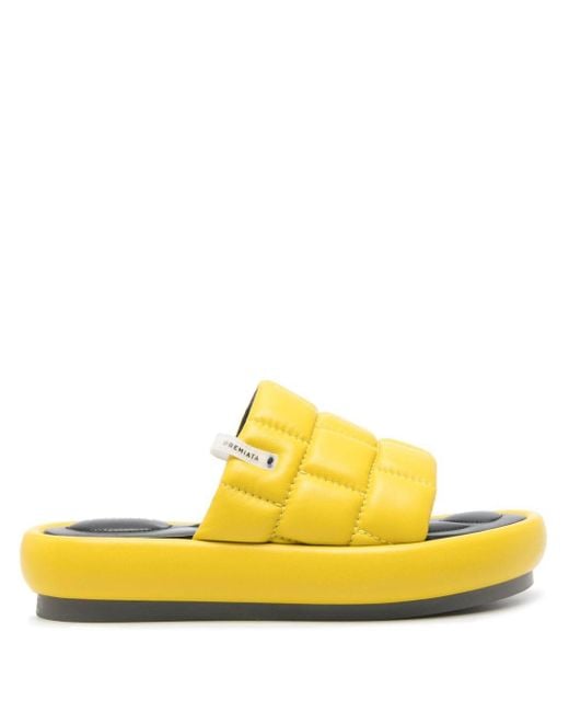 Premiata Yellow Quilted Leather Slides