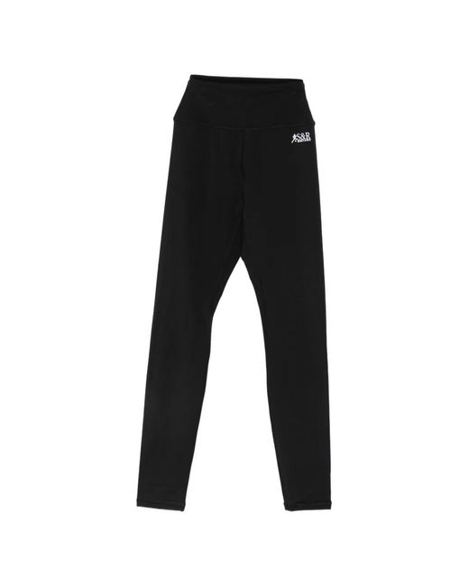 Sporty & Rich Black Logo-Print Leggings