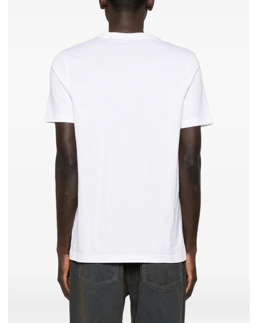 Boss White Printed-Artwork T-Shirt for men
