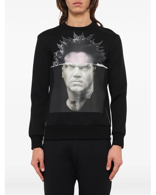 Neil Barrett Black Marcus Graphic-Print Zip-Detail Sweater for men