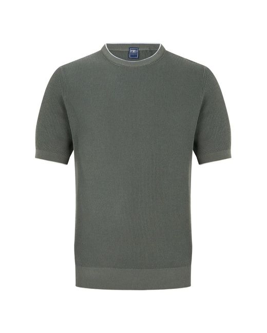 Fedeli Gray T-Shirt Côtelé À Col Ras De Cou for men