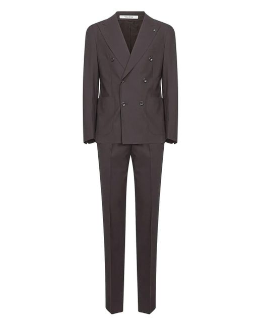 Tagliatore Gray Stretch Wool Vesuvio Double-Breasted Suit for men