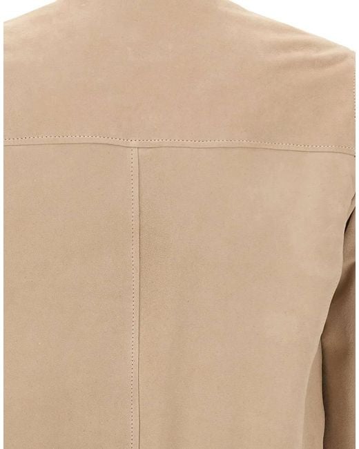 Barba Napoli Natural Rivet Shearling-Lined Suede Jacket for men