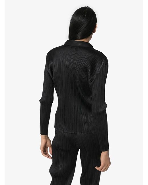 Pleats Please Issey Miyake ボタンダウンシャツ Black