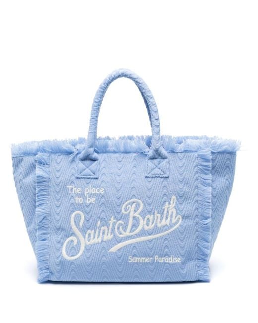 Mc2 Saint Barth Blue Vanity Terry-cloth Beach Bag