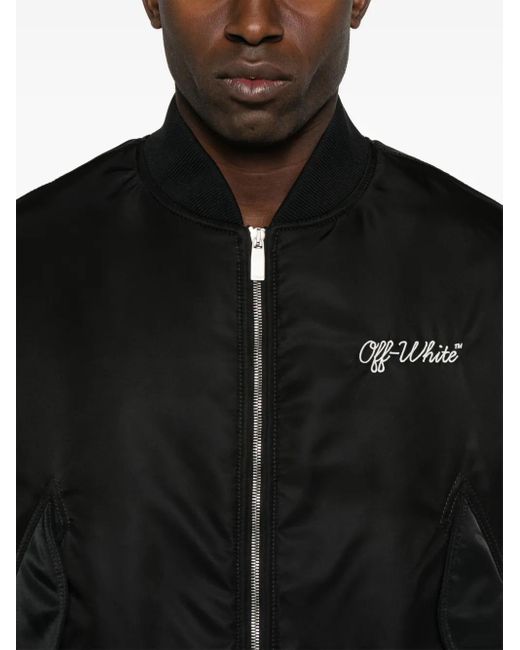 Off-White c/o Virgil Abloh Black Script Nyl Bomber Jacket for men