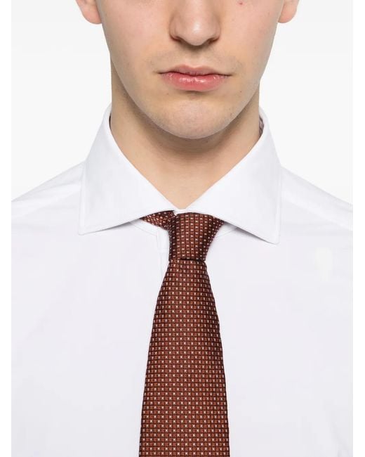 Barba Napoli White Button-Fastening Long-Sleeve Shirt for men