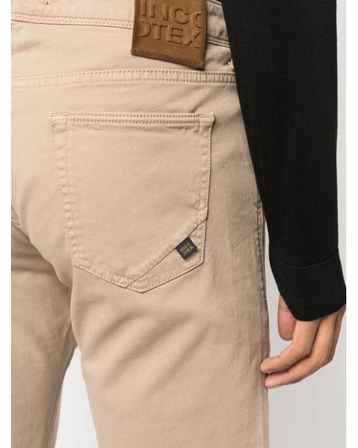 Incotex Natural Logo-Patch Straight-Leg Jeans for men