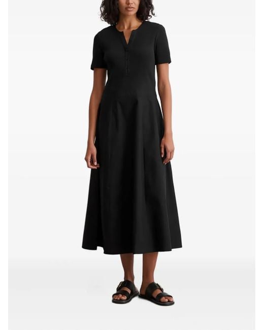 Marc O' Polo Black Ribbed Midi Dress
