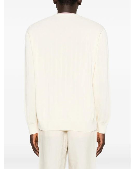 Lacoste White Button Ribbed Cardigan for men