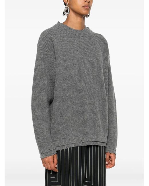 FEDERICO CINA Gray Ribbed Wool Sweater