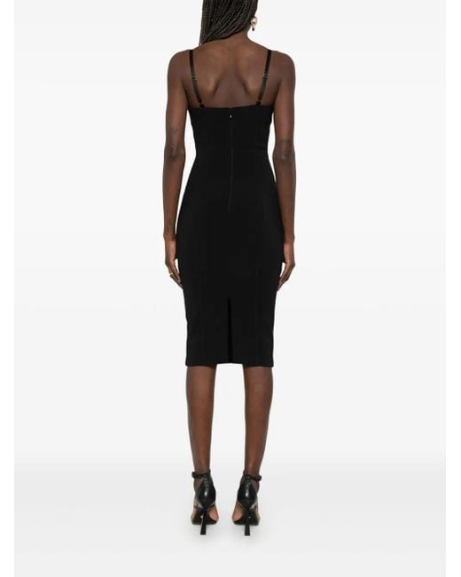 Vestido corto con lazos de satén de crepé Elisabetta Franchi de color Black