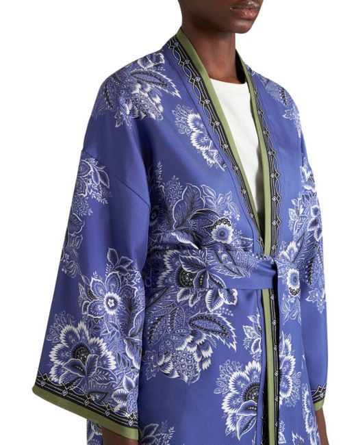 Robe de chambre en soie Kesa à fleurs Etro en coloris Blue