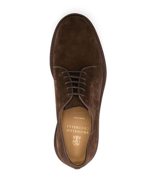 Brunello Cucinelli Brown Lace-up Suede Derby Shoes for men