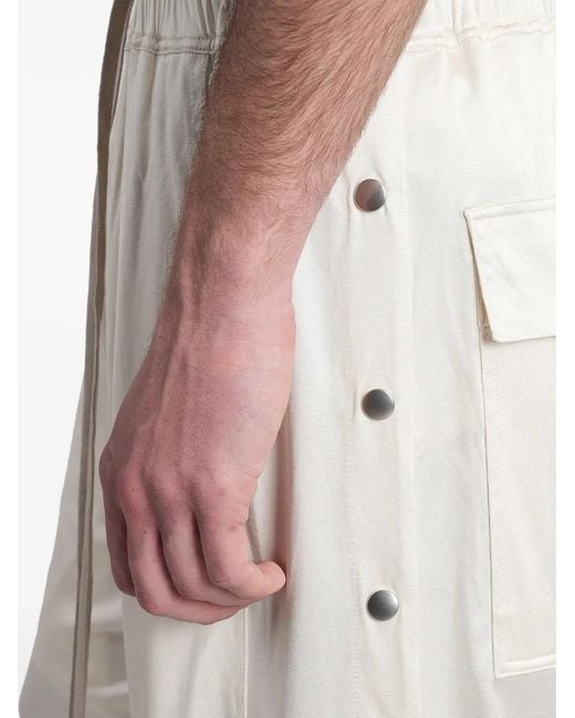 Rick Owens White Press-Stud Drawstring Trousers for men