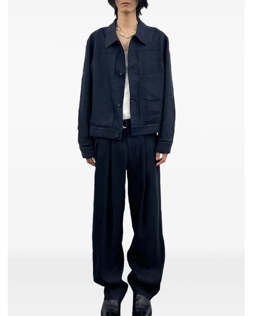 TONYWACK Blue Buttoned Shirt Jacket for men
